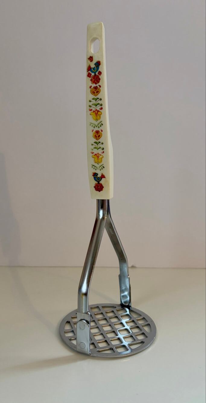 Vintage Japan Potato Masher Bird Floral Retro Kitchen Utensil